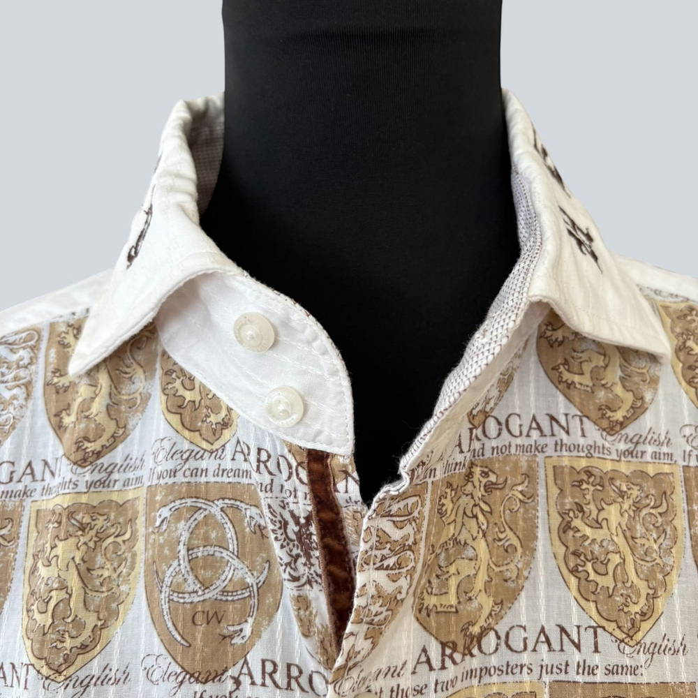 English Laundry Christopher Wicks Cream Embroidered Shirt Large - Picture 13 of 14